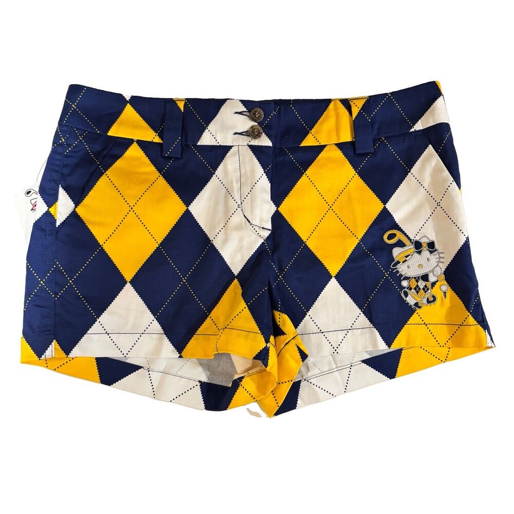 Loudmouth Hello Kitty Golf Shorts Sanrio Women's Size 6 Blue Yellow NWT